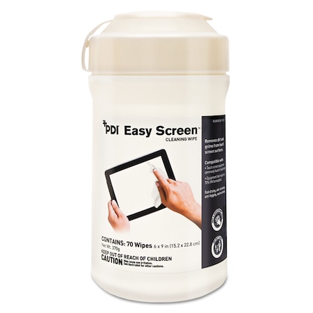 Sani Professional PDI Easy Screen Cleaning Wipes, 9 x 6, White, 70/Canister, PK12 P03672